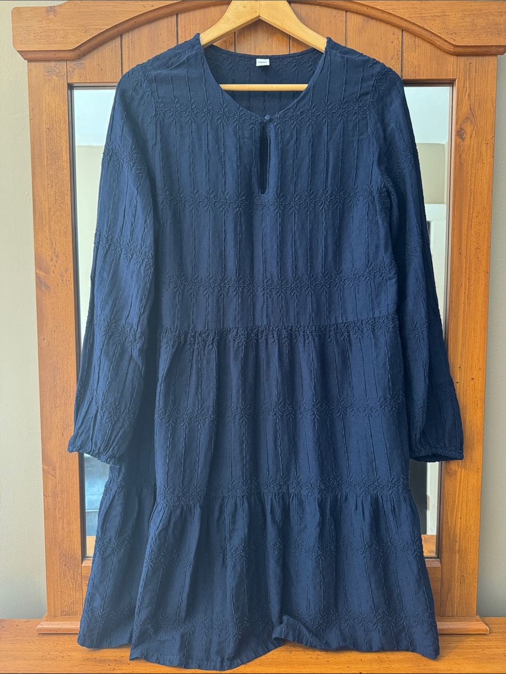 Women’s Navy Blue Tiered long sleeve Dress Size Large TALL Old Navy EUC